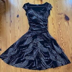 Black and White Midi Fit and Flare Dress